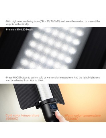 Godox LC500 Handheld LED Ice Light Video Photography Light Stick Bi-color Temperature Adjustable Brightness Built-in Rechargable Battery with Carrying Bag