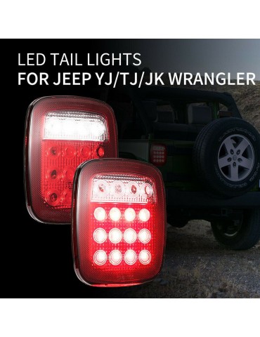 2Pcs Tail Lights 16L-EDs Brake Reverse Turn Signal Lamp for RV V-ans Truck Trailer J-eep SUV