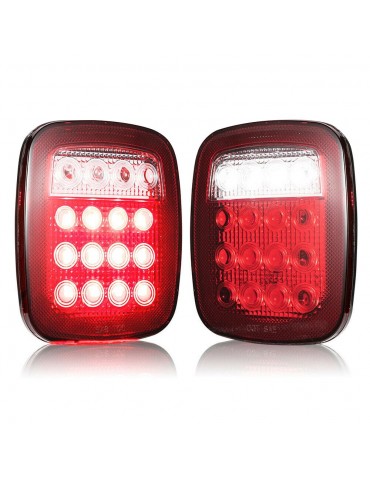 2Pcs Tail Lights 16L-EDs Brake Reverse Turn Signal Lamp for RV V-ans Truck Trailer J-eep SUV
