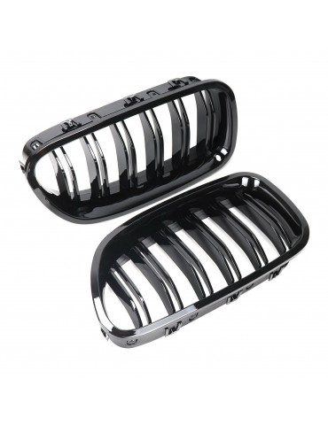 2Pcs Gloss Black Front Bumper Hood Kidney Grille Racing Grille Replacement for BMW 5 Series F10 F11